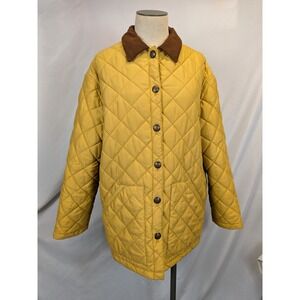 Jones‎ New York Country Jacket Large Yellow Quilted Barn Coat Equestrian Riding